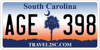 SC license plate AGE398