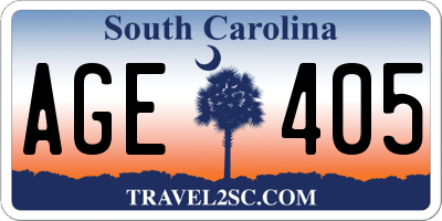 SC license plate AGE405