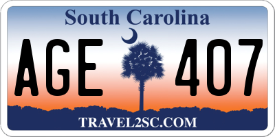 SC license plate AGE407