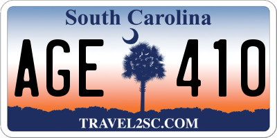 SC license plate AGE410