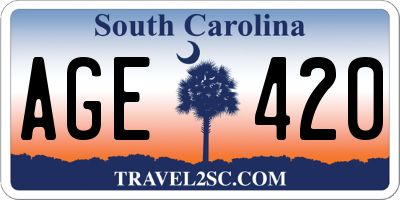 SC license plate AGE420