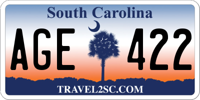 SC license plate AGE422