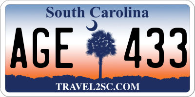 SC license plate AGE433