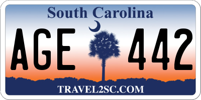 SC license plate AGE442