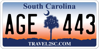 SC license plate AGE443