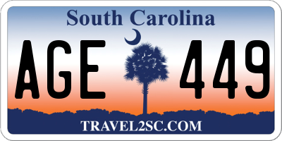 SC license plate AGE449