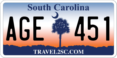 SC license plate AGE451
