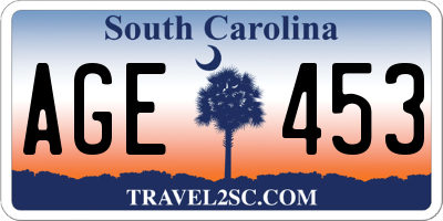 SC license plate AGE453