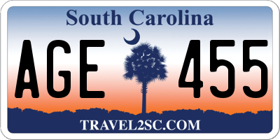 SC license plate AGE455