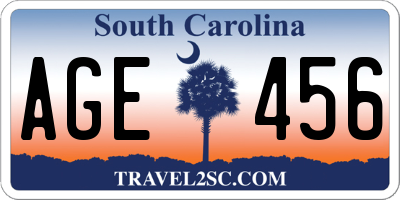 SC license plate AGE456