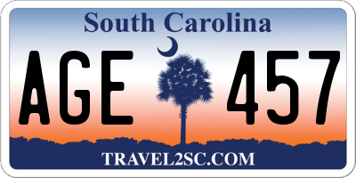 SC license plate AGE457