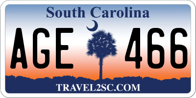 SC license plate AGE466
