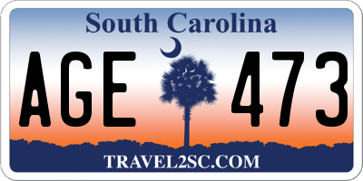 SC license plate AGE473