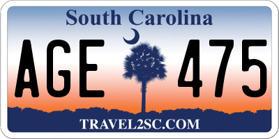 SC license plate AGE475