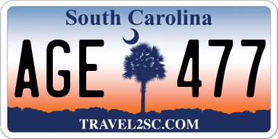 SC license plate AGE477