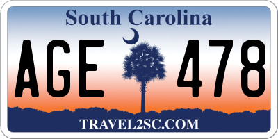 SC license plate AGE478