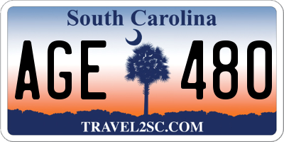 SC license plate AGE480