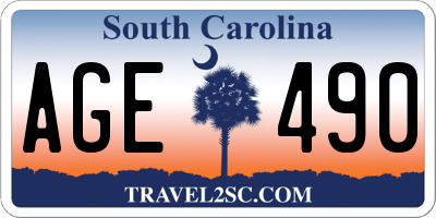 SC license plate AGE490