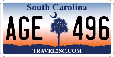 SC license plate AGE496