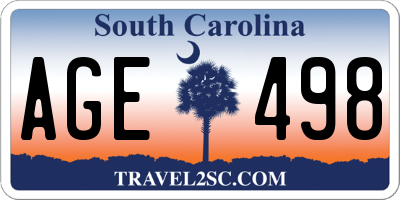 SC license plate AGE498