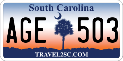 SC license plate AGE503
