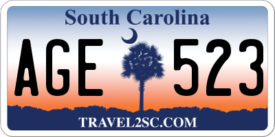 SC license plate AGE523
