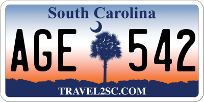 SC license plate AGE542