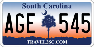 SC license plate AGE545