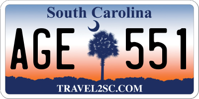 SC license plate AGE551