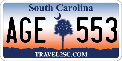 SC license plate AGE553