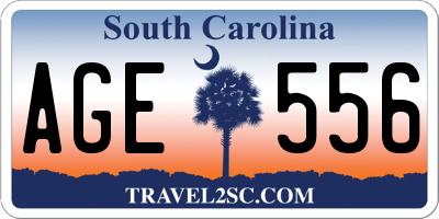 SC license plate AGE556