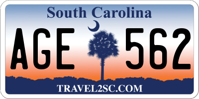 SC license plate AGE562
