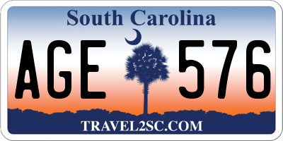 SC license plate AGE576