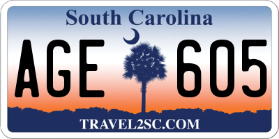 SC license plate AGE605