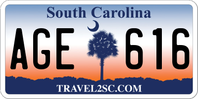 SC license plate AGE616