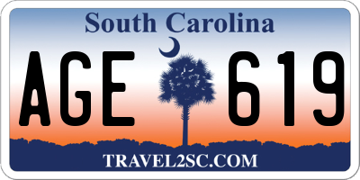 SC license plate AGE619