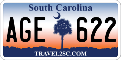 SC license plate AGE622