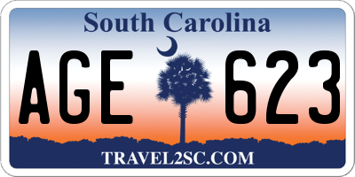 SC license plate AGE623