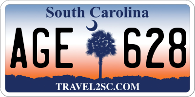 SC license plate AGE628