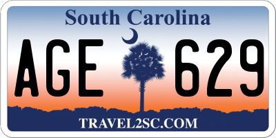 SC license plate AGE629