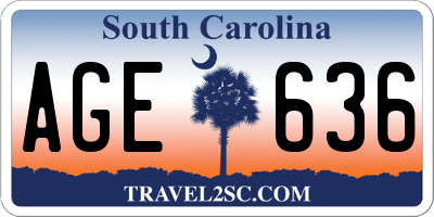 SC license plate AGE636