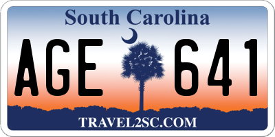 SC license plate AGE641