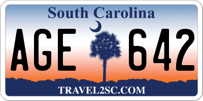 SC license plate AGE642