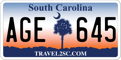 SC license plate AGE645