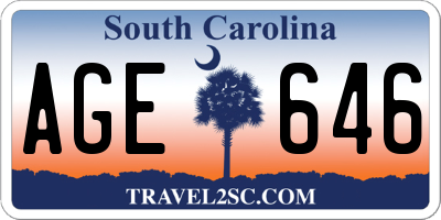 SC license plate AGE646