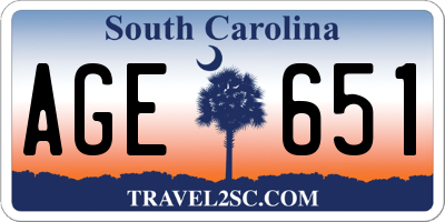 SC license plate AGE651
