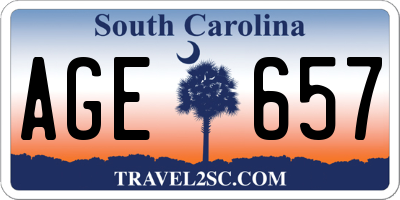 SC license plate AGE657