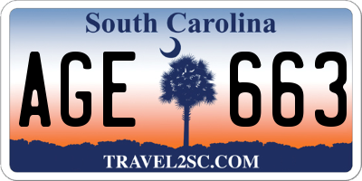 SC license plate AGE663
