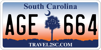 SC license plate AGE664