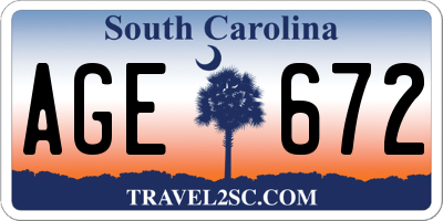 SC license plate AGE672